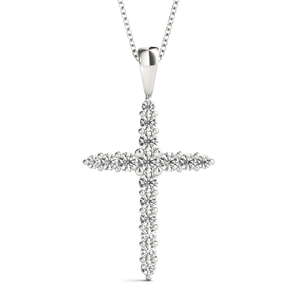 0.5 Ct Lab-Created Diamond Round Cut Egon Cross Pendants Necklaces in Silver 925