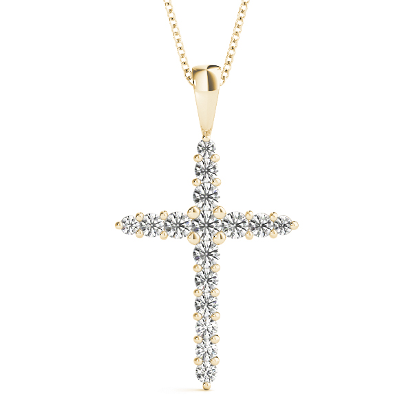 0.5 Ct Lab-Created Diamond Round Cut Egon Cross Pendants Necklaces in Silver 925