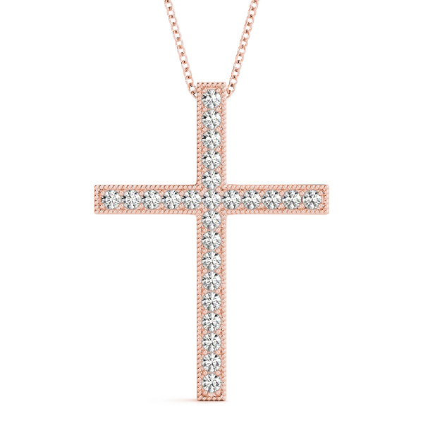 0.12 Ct Lab-Created Diamond Round Cut Rolf Cross Pendants Necklaces in Silver 925