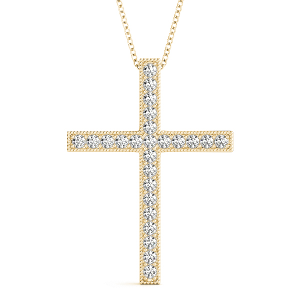 0.12 Ct Lab-Created Diamond Round Cut Rolf Cross Pendants Necklaces in Silver 925