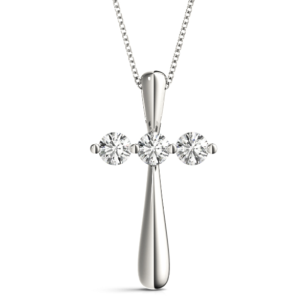 0.24 Ct Lab-Created Diamond Round Cut Cova Cross Pendants Necklaces in Silver 925