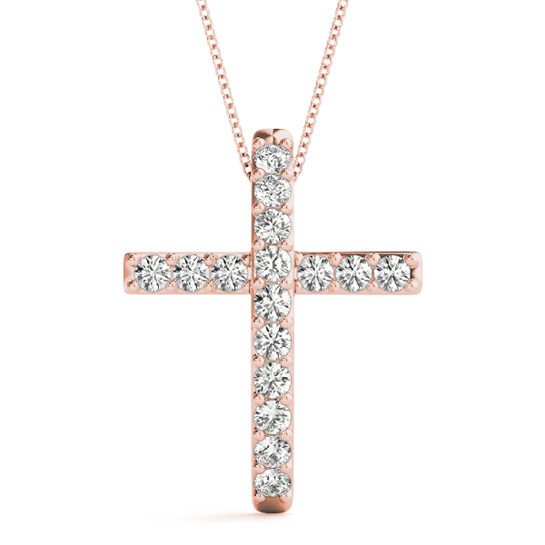0.24 Ct Lab-Created Diamond Round Cut Fergus Cross Pendants Necklaces in Silver 925