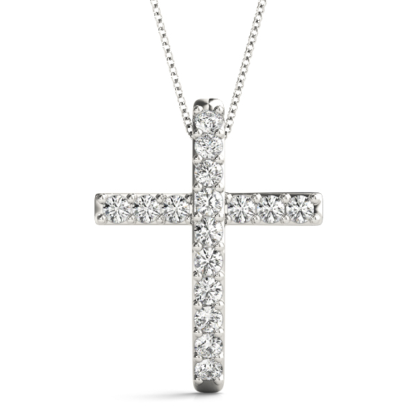 0.24 Ct Lab-Created Diamond Round Cut Fergus Cross Pendants Necklaces in Silver 925
