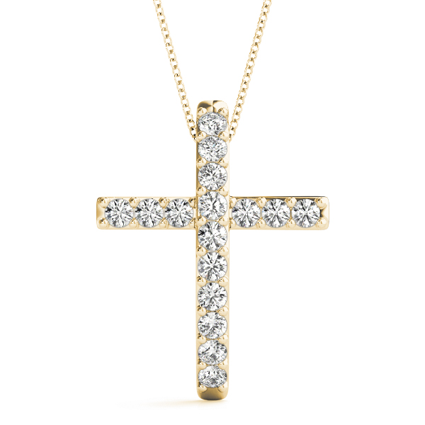 0.24 Ct Lab-Created Diamond Round Cut Fergus Cross Pendants Necklaces in Silver 925