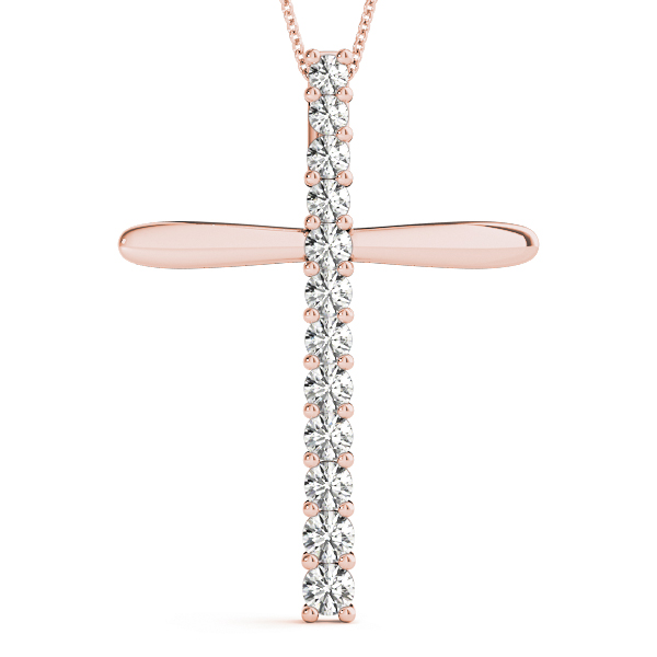 0.14 Ct Lab-Created Diamond Round Cut Crispin Cross Pendants Necklaces in Silver 925
