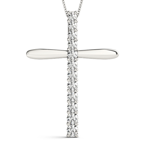 0.14 Ct Lab-Created Diamond Round Cut Crispin Cross Pendants Necklaces in Silver 925