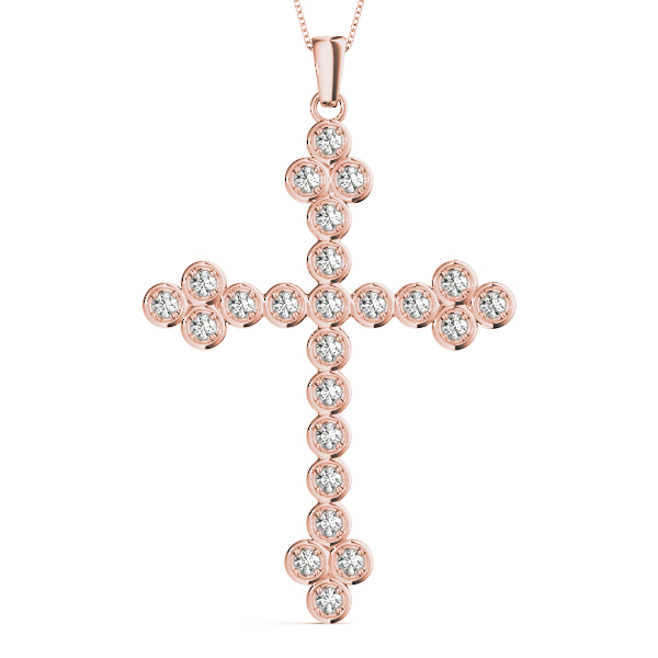 0.24 Ct Lab-Created Diamond Round Cut Bailey Cross Pendants Necklaces in Silver 925