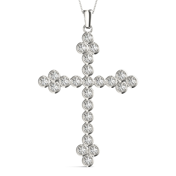 0.24 Ct Lab-Created Diamond Round Cut Bailey Cross Pendants Necklaces in Silver 925