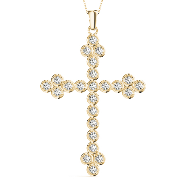 0.24 Ct Lab-Created Diamond Round Cut Bailey Cross Pendants Necklaces in Silver 925