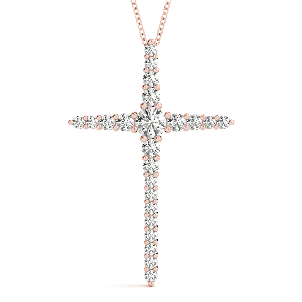 0.24 Ct Lab-Created Diamond Round Cut Flint Cross Pendants Necklaces in Silver 925