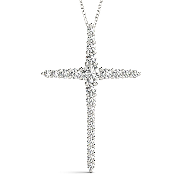 0.24 Ct Lab-Created Diamond Round Cut Flint Cross Pendants Necklaces in Silver 925