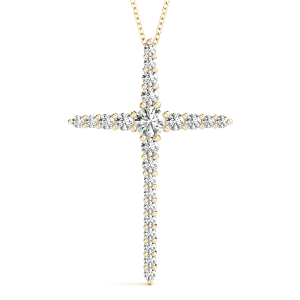 0.24 Ct Lab-Created Diamond Round Cut Flint Cross Pendants Necklaces in Silver 925