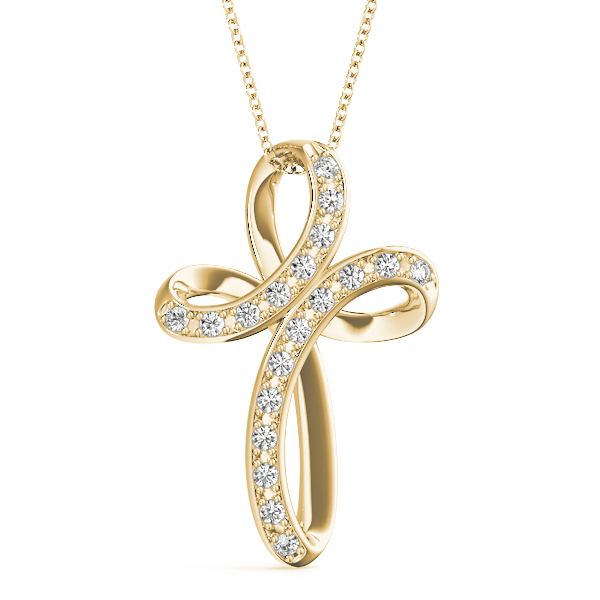 0.09 Ct Lab-Created Diamond Round Cut Cameron Cross Pendants Necklaces in Silver 925