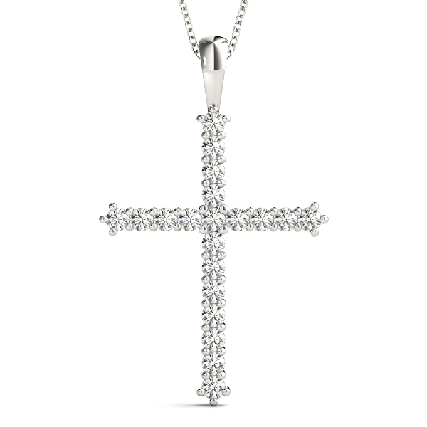 0.4 Ct Lab-Created Diamond Round Cut Frankie Cross Pendants Necklaces in Silver 925