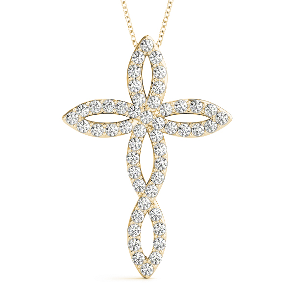 0.27 Ct Lab-Created Diamond Round Cut Alfie Cross Pendants Necklaces in Silver 925