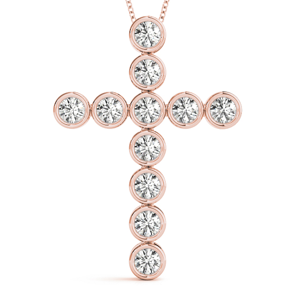 0.33 Ct Lab-Created Diamond Round Cut Vinzenz  Cross Pendants Necklaces in Silver 925