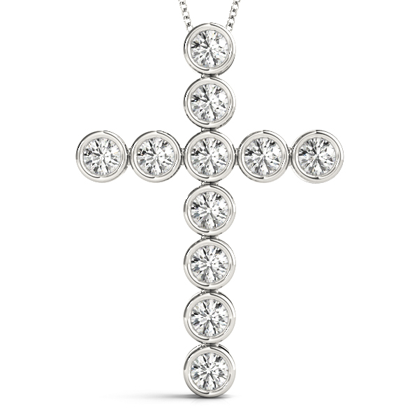0.33 Ct Lab-Created Diamond Round Cut Vinzenz  Cross Pendants Necklaces in Silver 925