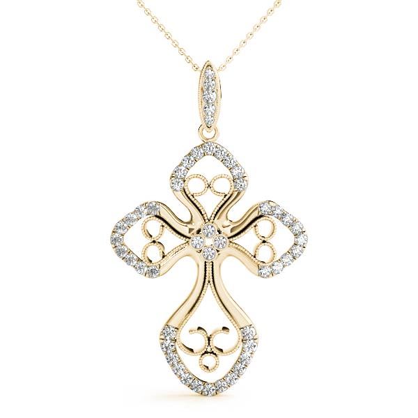 0.39 Ct Lab-Created Diamond Round Cut Adam Cross Pendants Necklaces in Silver 925