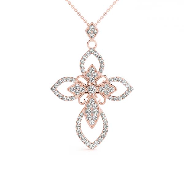 0.68 Ct Lab-Created Diamond Round Cut Alex Cross Pendants Necklaces in Silver 925