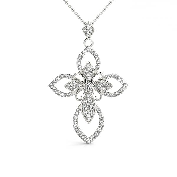 0.68 Ct Lab-Created Diamond Round Cut Alex Cross Pendants Necklaces in Silver 925