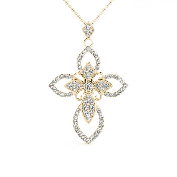 0.68 Ct Lab-Created Diamond Round Cut Alex Cross Pendants Necklaces in Silver 925