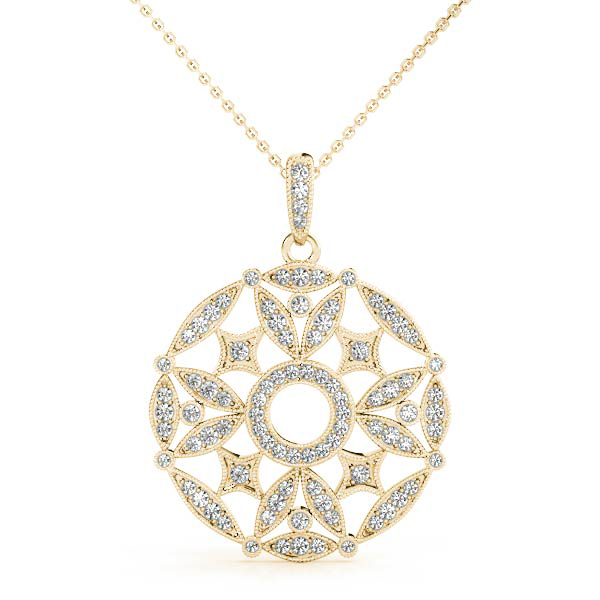 Nigel Lab Grown Diamond Yellow Gold Prong Set Designer Pendant Necklace