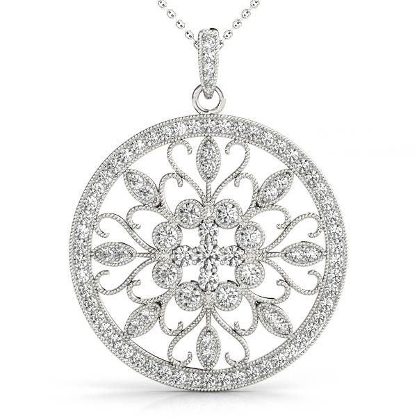 0.77 Ct Lab-Created Diamond Round Cut Jeffrey Designer Pendants Necklaces in Silver 925