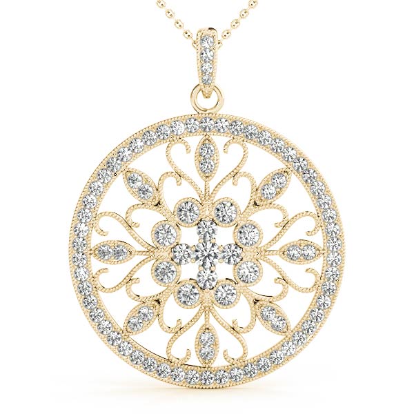 Jeffrey Lab Grown Diamond Yellow Gold Prong Set Designer Pendant Necklace