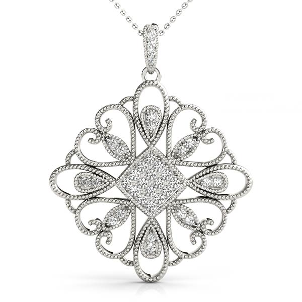 0.3 Ct Lab-Created Diamond Round Cut Ashton Designer Pendants Necklaces in Silver 925