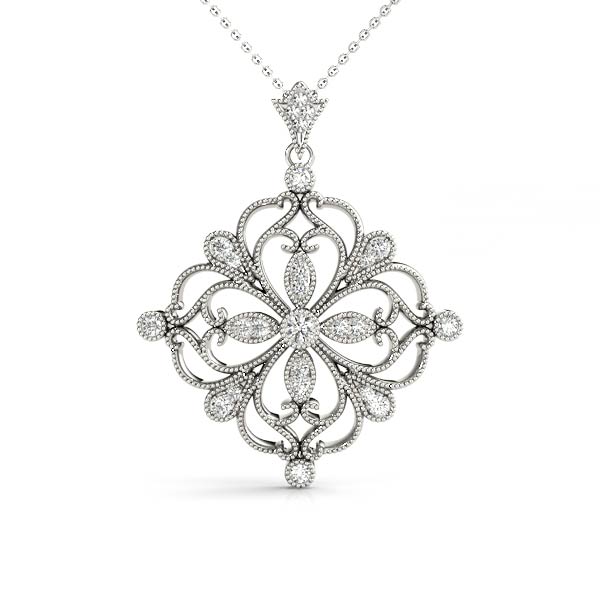 0.33 Ct Lab-Created Diamond Round Cut Chad Designer Pendants Necklaces in Silver 925