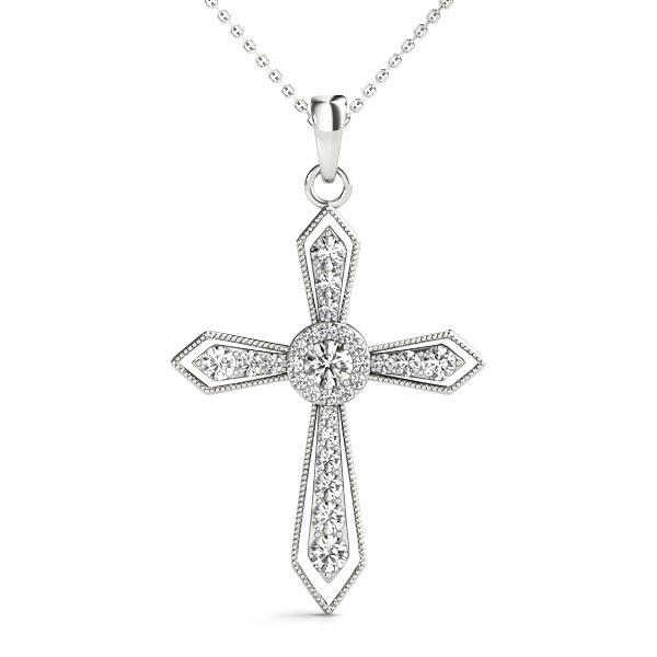 0.3 Ct Lab-Created Diamond Round Cut Lucas Cross Pendants Necklaces in Silver 925