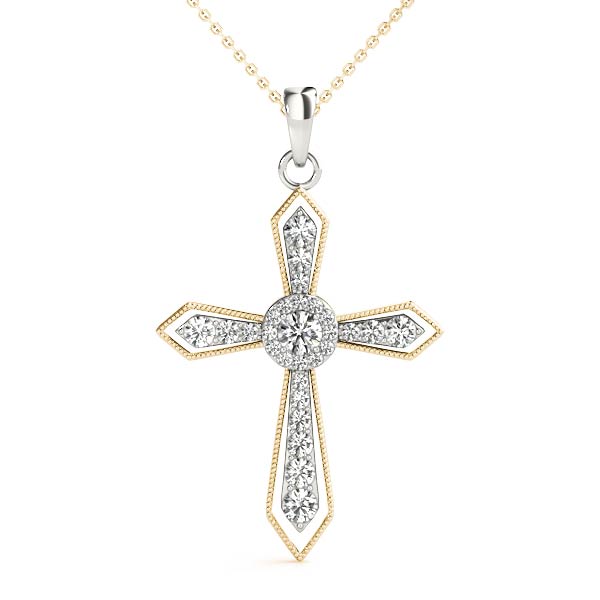 0.3 Ct Lab Grown Diamond Round Cut Lucas Cross Pendants Necklaces in Silver 925