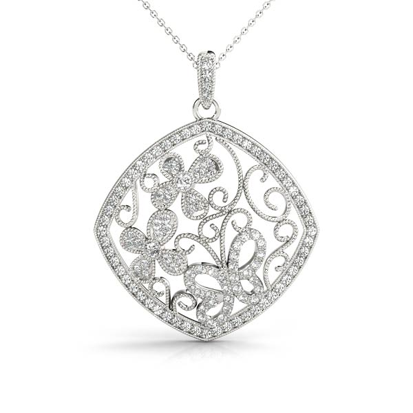 0.74 Ct Lab-Created Diamond Round Cut Declan Designer Pendants Necklaces in Silver 925