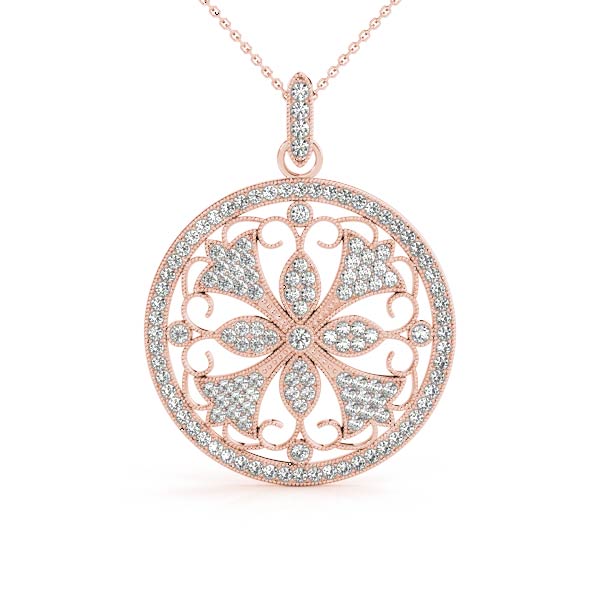 0.73 Ct Lab-Created Diamond Round Cut Falcon Designer Pendants Necklaces in Silver 925