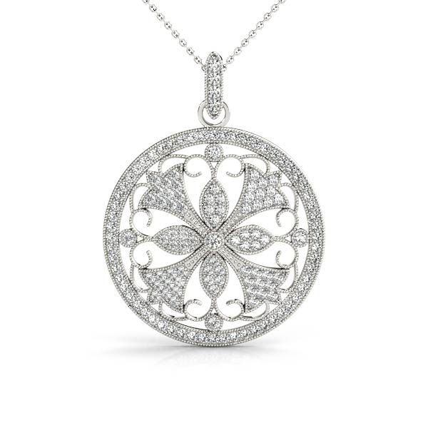 0.73 Ct Lab-Created Diamond Round Cut Falcon Designer Pendants Necklaces in Silver 925
