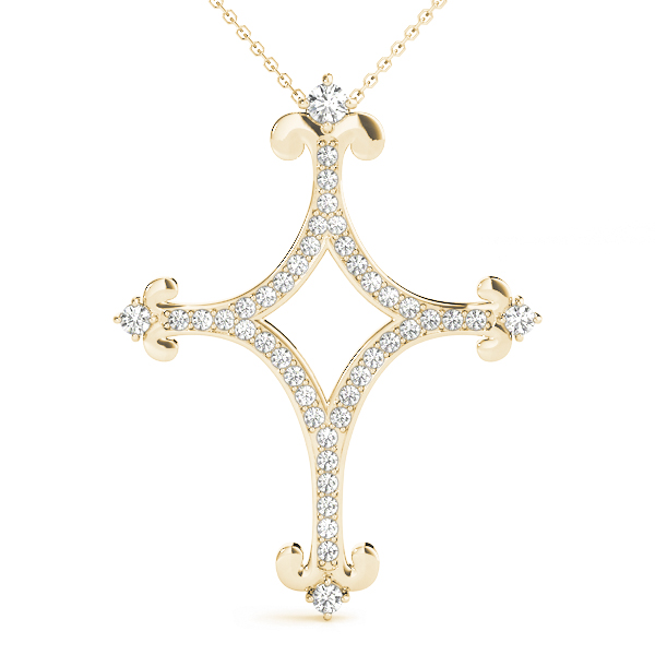 0.3 Ct Lab Grown Diamond Round Cut Wolfarm Cross Pendants Necklaces in Silver 925