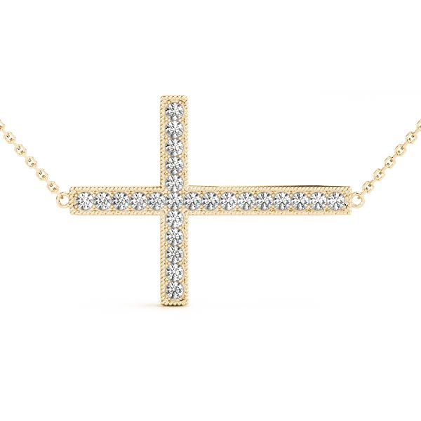 0.12 Ct Lab Grown Diamond Round Cut Amari Cross Pendants Necklaces in Silver 925