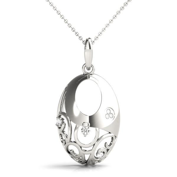 0.14 Ct Lab-Created Diamond Round Cut Leslie Designer Pendants Necklaces in Silver 925