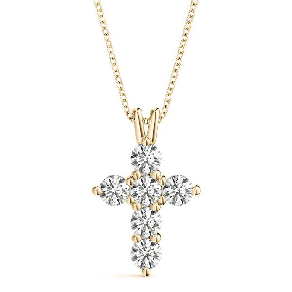 0.54 Ct Lab Grown Diamond Round Cut Arbor Cross Pendants Necklaces in Silver 925