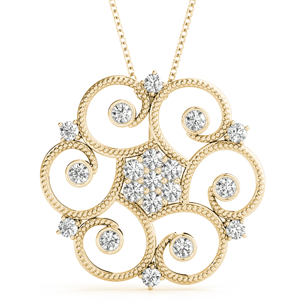 Taylor Lab Grown Diamond Yellow Gold Prong Set Designer Pendant Necklace