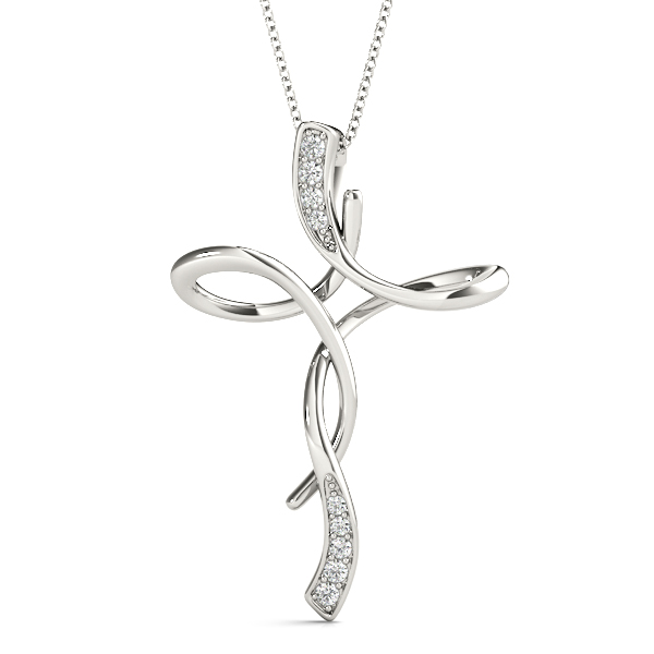 0.05 Ct Lab-Created Diamond Round Cut Walker Designer Pendants Necklaces in Silver 925