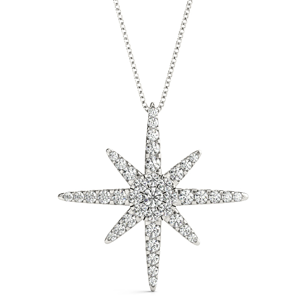 0.44 Ct Lab-Created Diamond Round Cut Tatum Designer Pendants Necklaces in Silver 925
