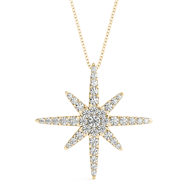 Tatum Lab Grown Diamond Yellow Gold Pave Set Designer Pendant Necklace
