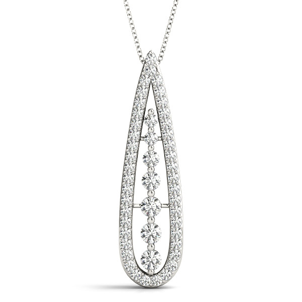 0.58 Ct Lab-Created Diamond Round Cut Blair Designer Pendants Necklaces in Silver 925