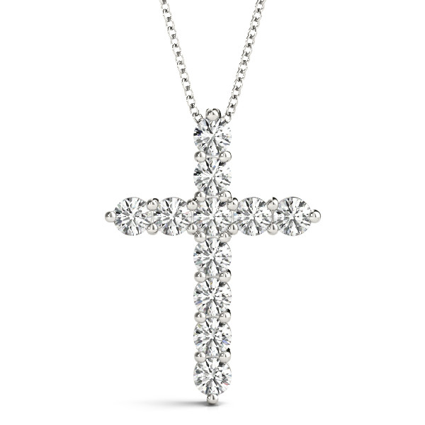 0.11 Ct Lab Grown Diamond Round Cut Jayden Cross Pendants Necklaces in Silver 925