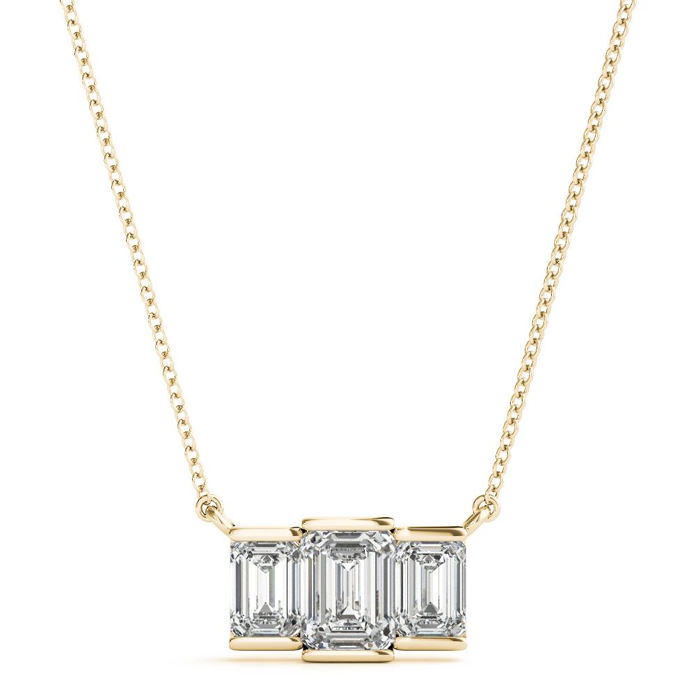 1.77 Ct Lab-Created Diamond Emerald Cut Trask Delicate Pendants Necklaces in Silver 925
