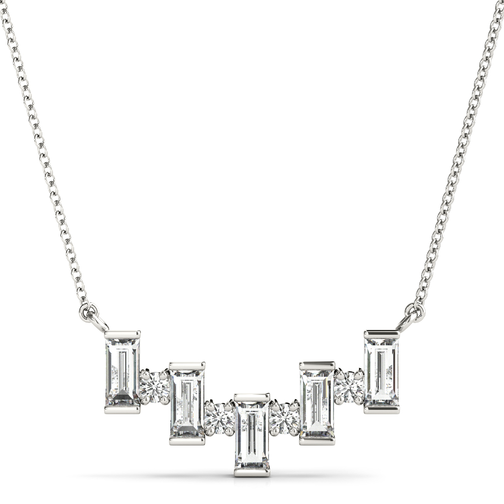 1.25 Ct Lab-Created Diamond Baguette Cut Jayden Delicate Pendants Necklaces in Silver 925