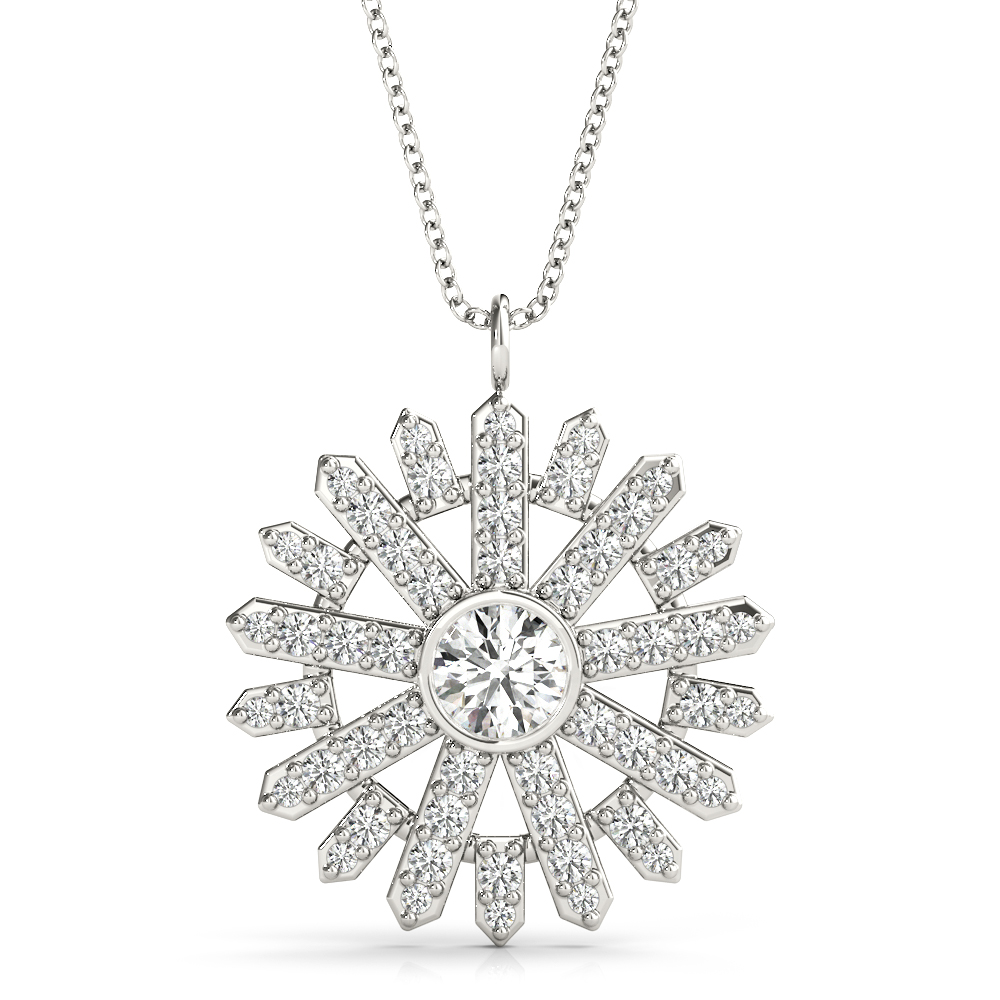 0.25 Ct Lab-Created Diamond Round Cut Caleb  Designer Pendants Necklaces in Silver 925