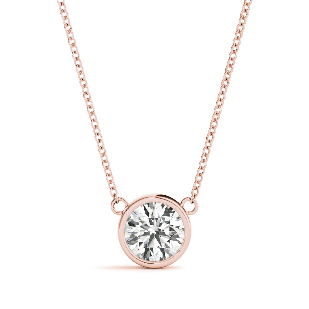 0.1 Ct Lab-Created Diamond Round Cut Samuel  Solitaire Pendant Necklaces in Silver 925