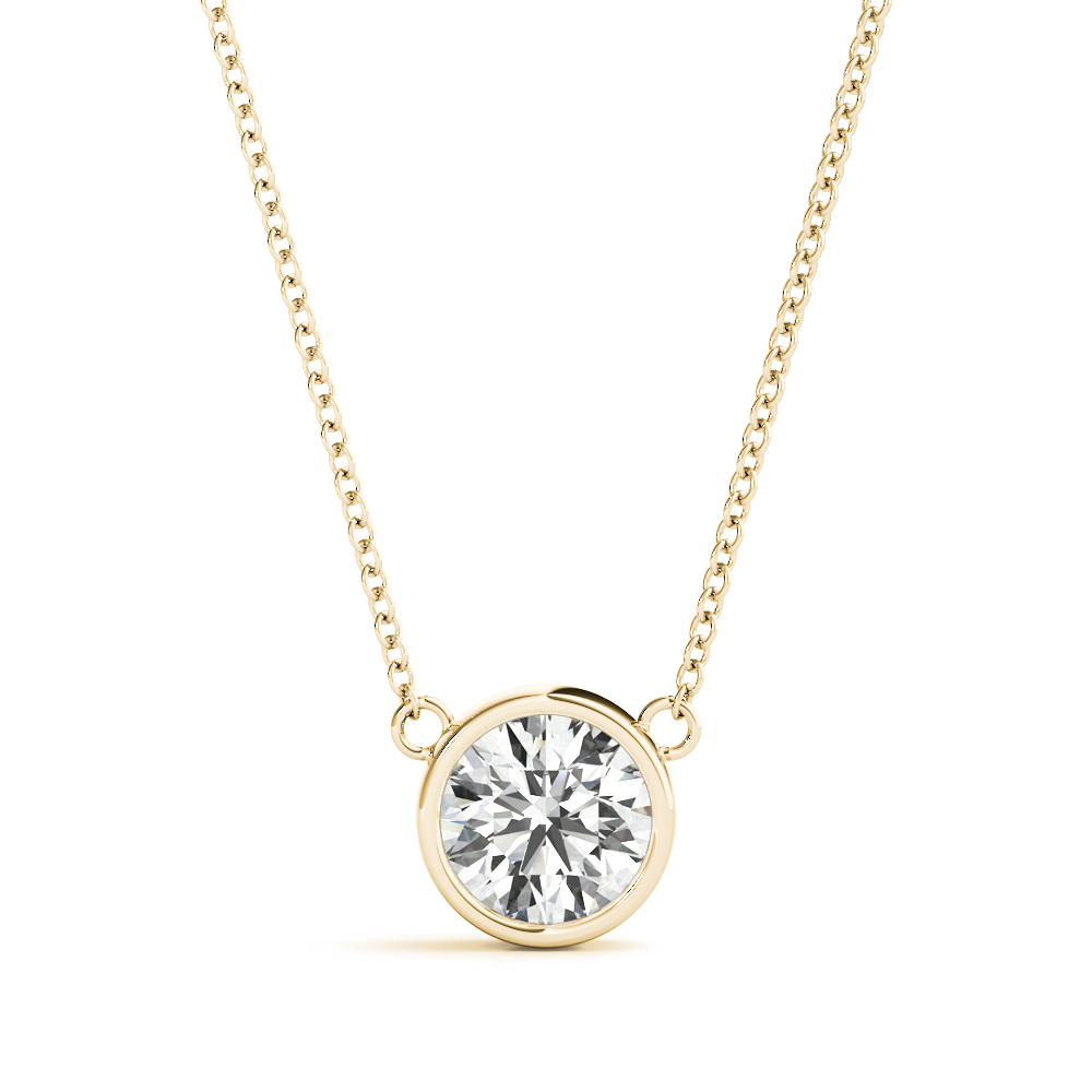 0.1 Ct Lab-Created Diamond Round Cut Samuel  Solitaire Pendant Necklaces in Silver 925